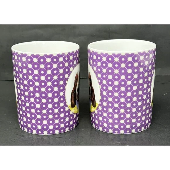 MEDARD DE NOBLAT UNE VIE DE CHIEN Basset Hound Mugs Cups 8 oz Set of 2 Limoges - Picture 4 of 9